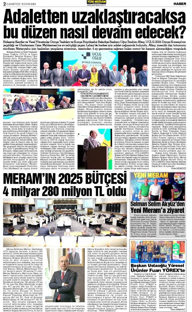 12 Ekim 2024 Yeni Meram Gazetesi