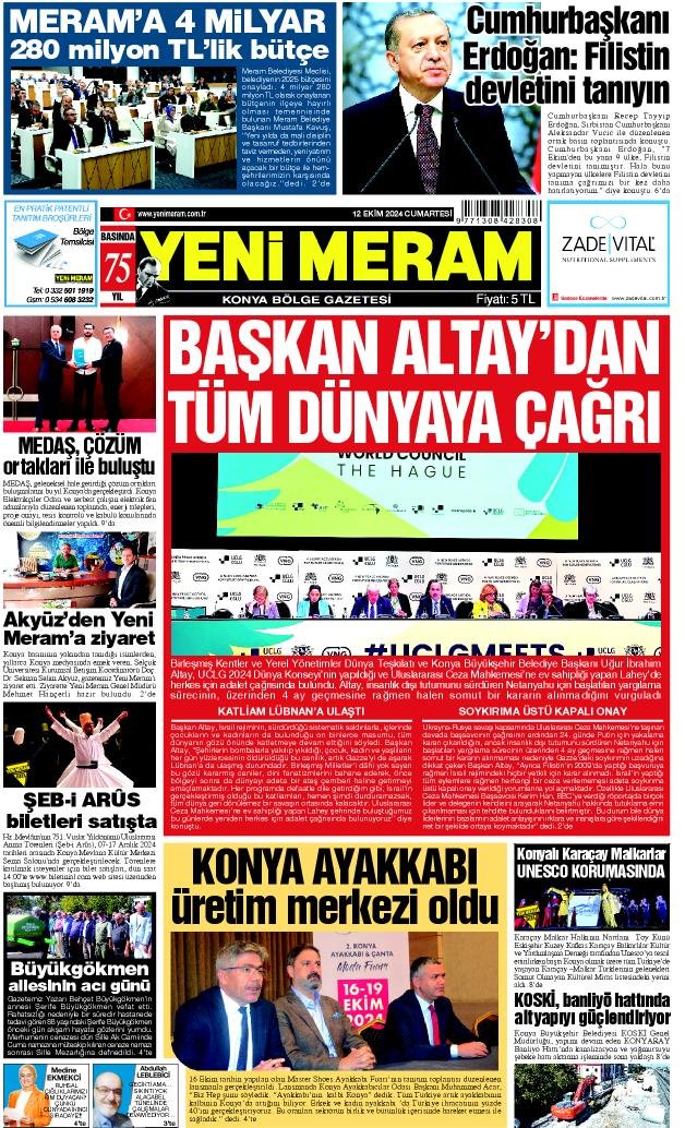 12 Ekim 2024 Yeni Meram Gazetesi