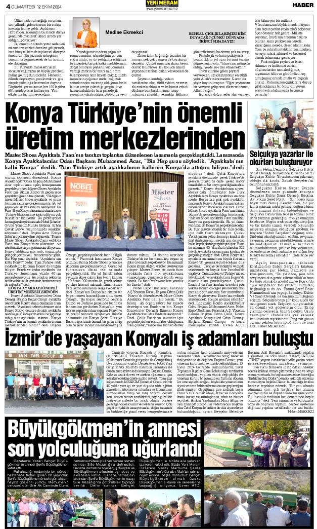 12 Ekim 2024 Yeni Meram Gazetesi