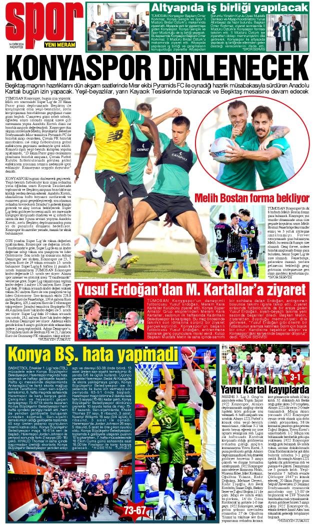 14 Ekim 2024 Yeni Meram Gazetesi