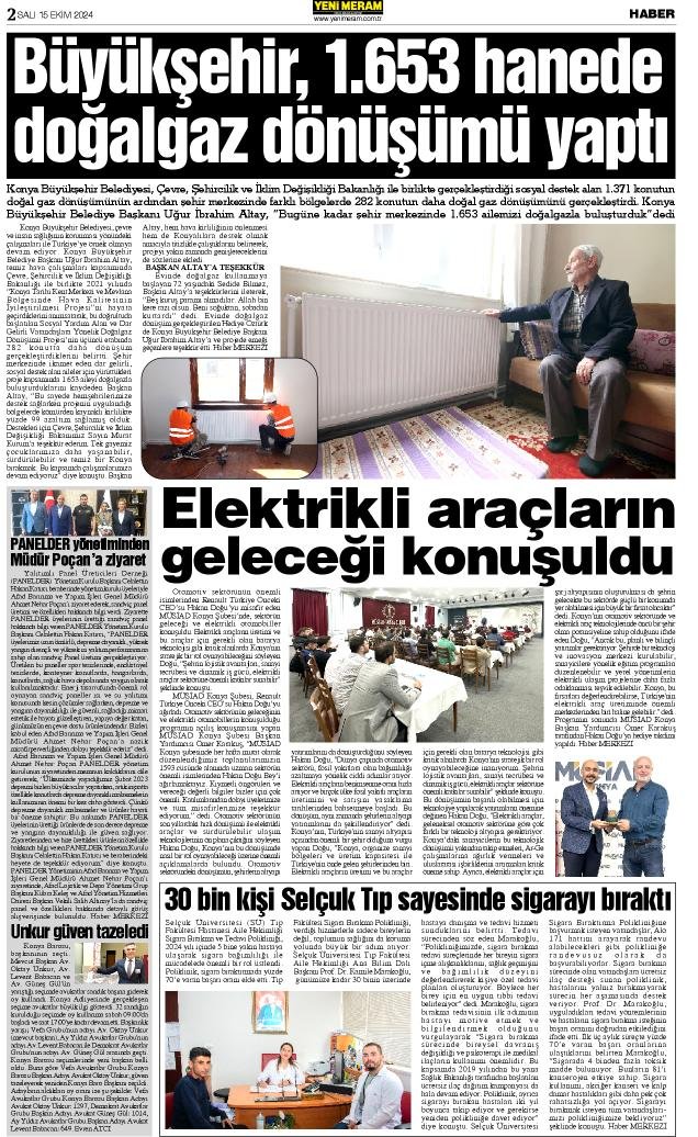 15 Ekim 2024 Yeni Meram Gazetesi