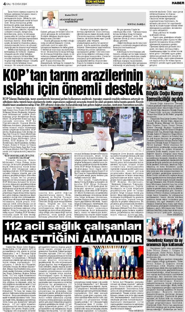 15 Ekim 2024 Yeni Meram Gazetesi