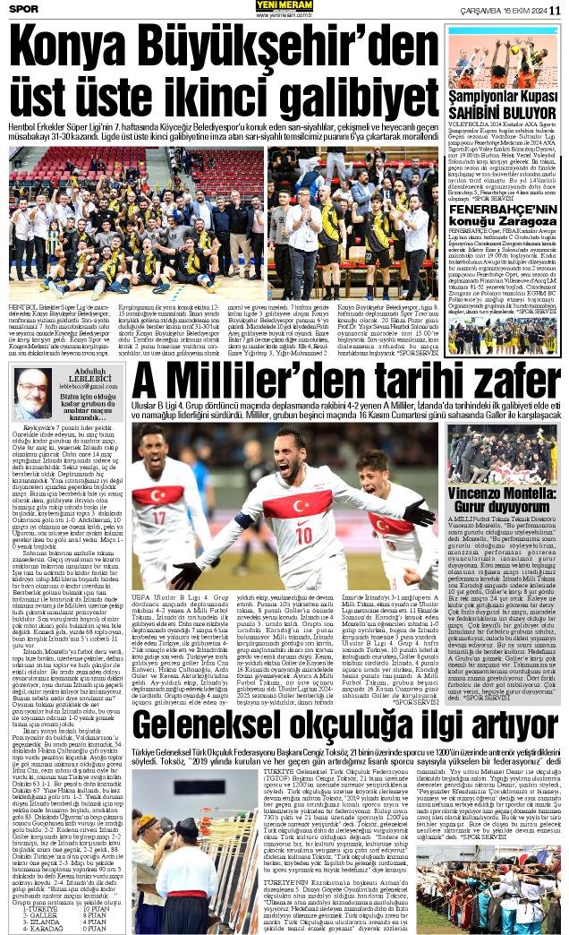 16 Ekim 2024 Yeni Meram Gazetesi
