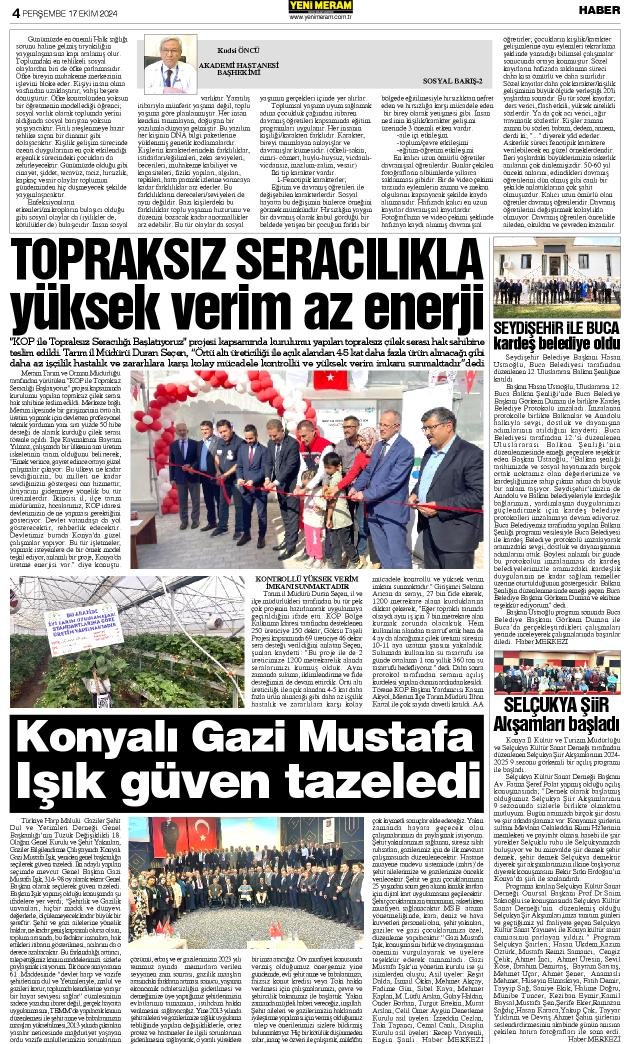 17 Ekim 2024 Yeni Meram Gazetesi
