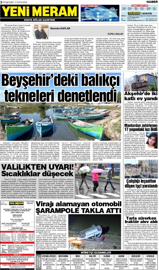 17 Ekim 2024 Yeni Meram Gazetesi
