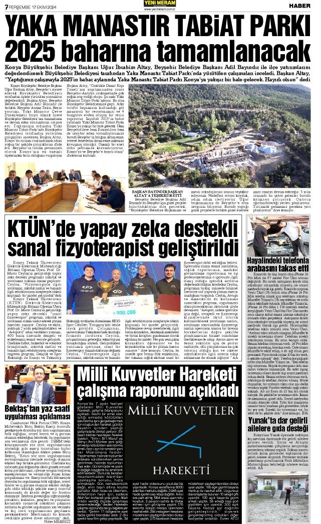 17 Ekim 2024 Yeni Meram Gazetesi
