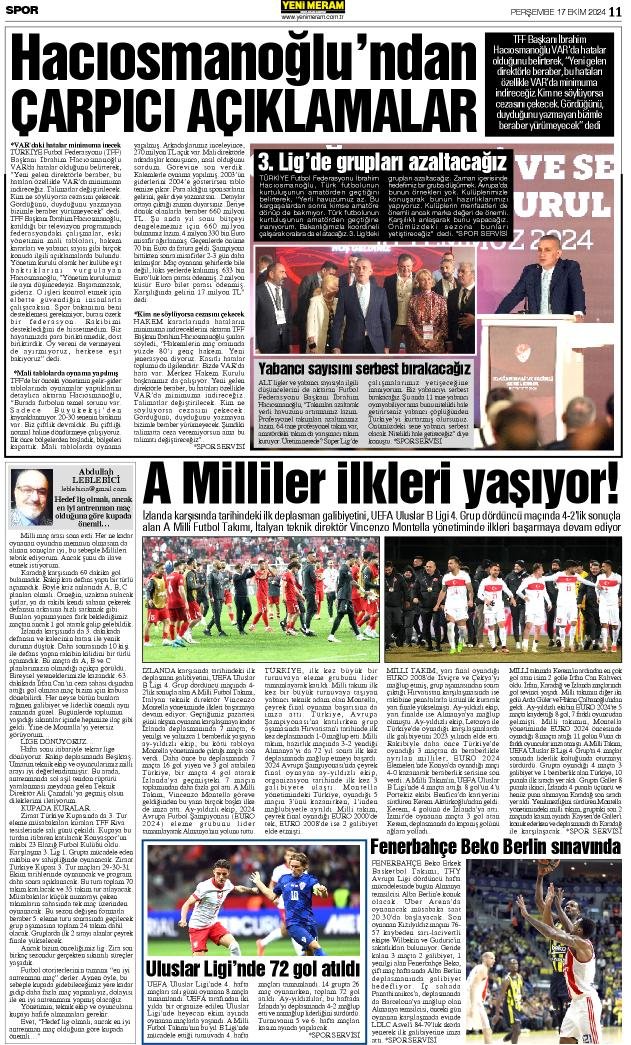 17 Ekim 2024 Yeni Meram Gazetesi
