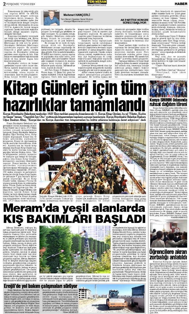 17 Ekim 2024 Yeni Meram Gazetesi
