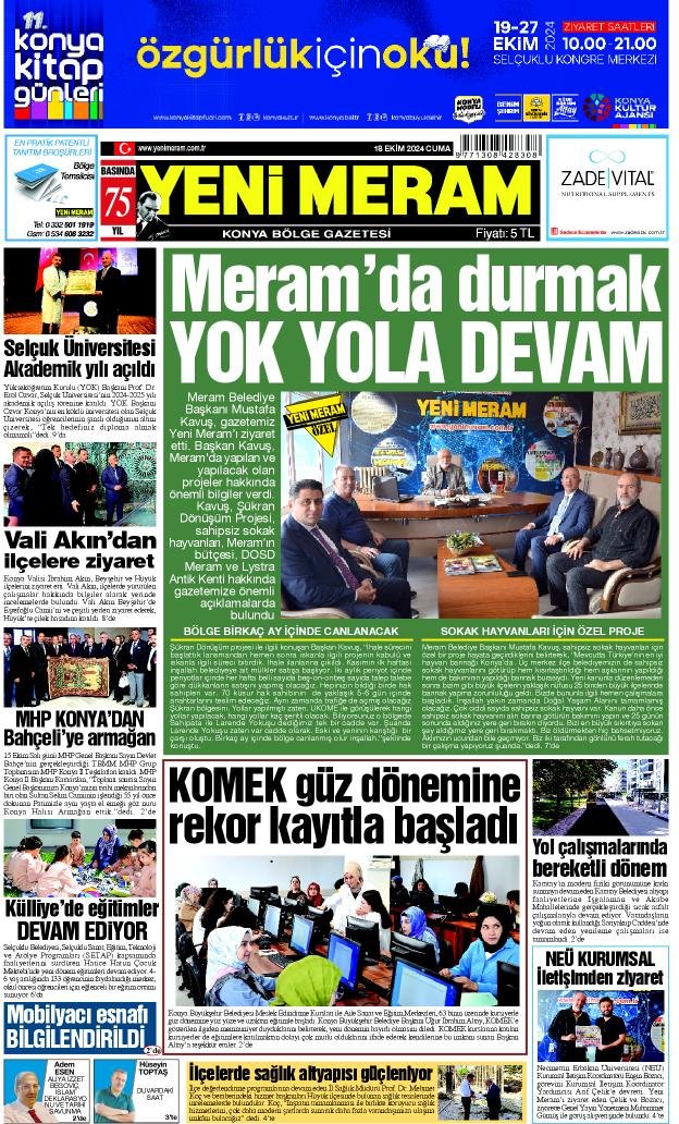 18 Ekim 2024 Yeni Meram Gazetesi
