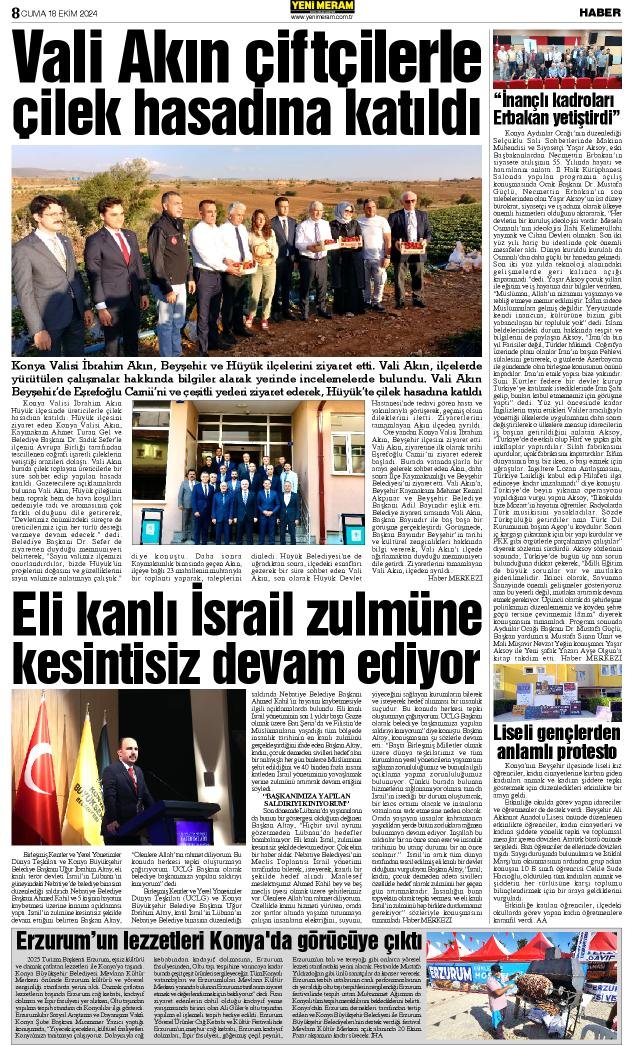 18 Ekim 2024 Yeni Meram Gazetesi
