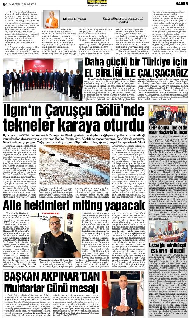 19 Ekim 2024 Yeni Meram Gazetesi