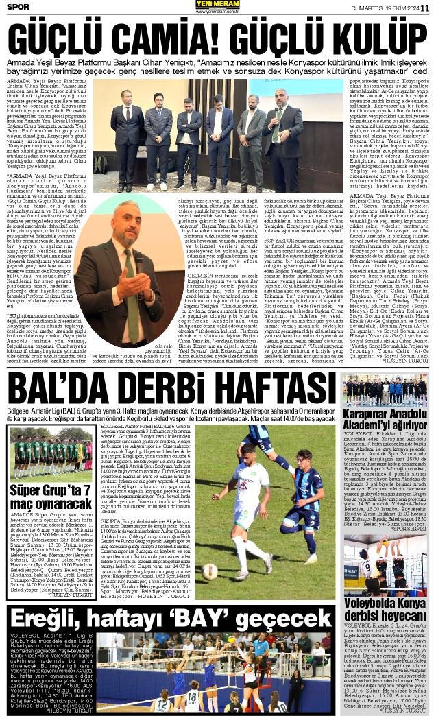 19 Ekim 2024 Yeni Meram Gazetesi