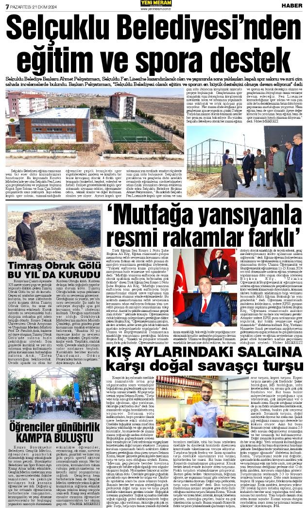 21 Ekim 2024 Yeni Meram Gazetesi