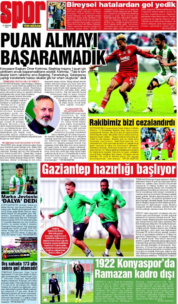 22 Ekim 2024 Yeni Meram Gazetesi