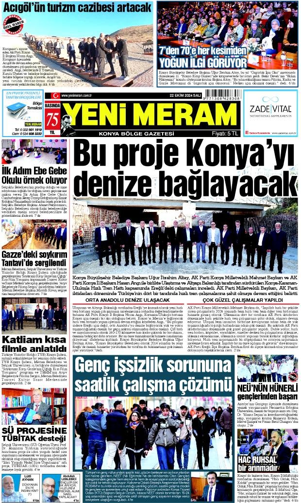 22 Ekim 2024 Yeni Meram Gazetesi