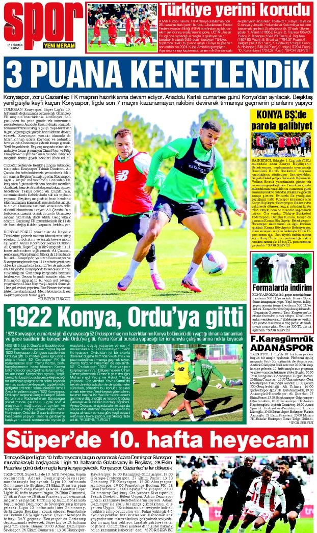 25 Ekim 2024 Yeni Meram Gazetesi