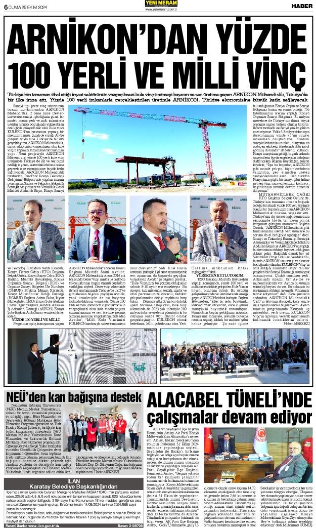 25 Ekim 2024 Yeni Meram Gazetesi