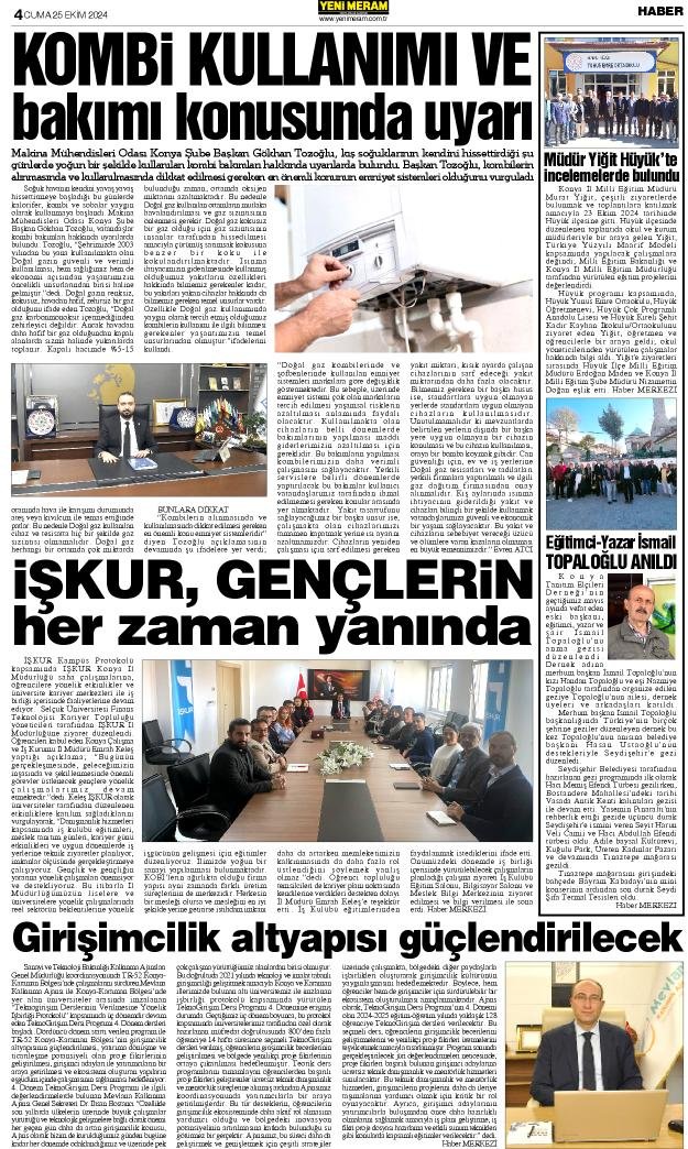 25 Ekim 2024 Yeni Meram Gazetesi