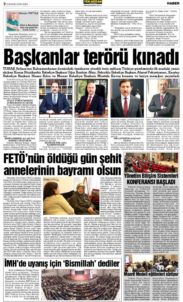 25 Ekim 2024 Yeni Meram Gazetesi