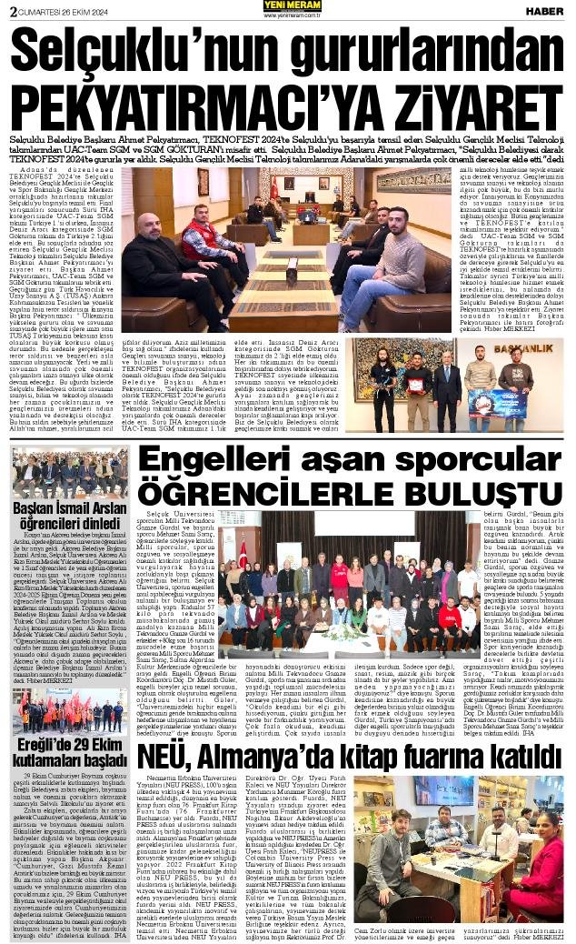 26 Ekim 2024 Yeni Meram Gazetesi