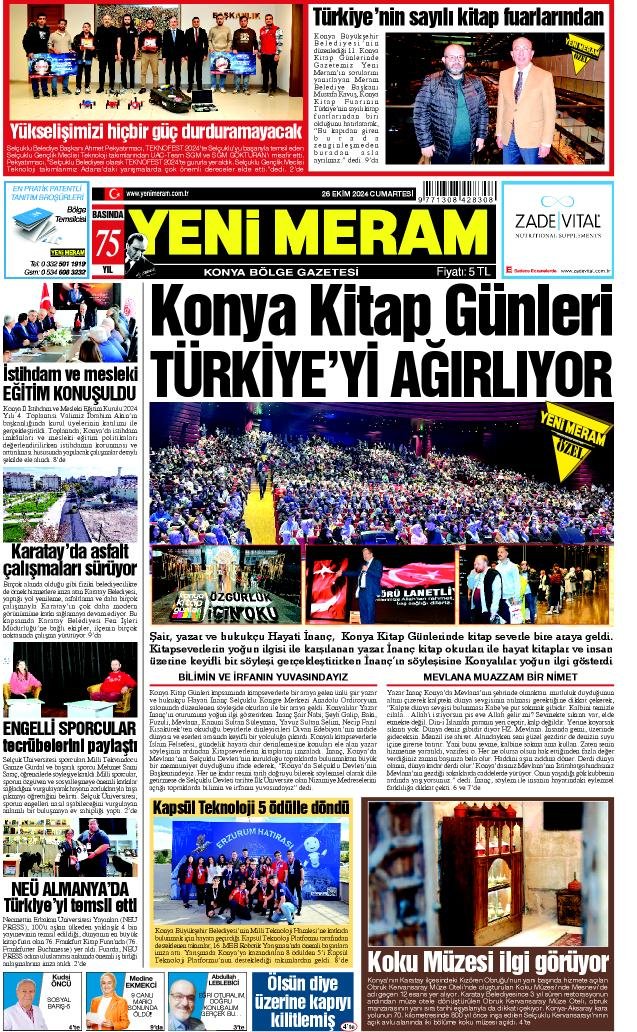 26 Ekim 2024 Yeni Meram Gazetesi