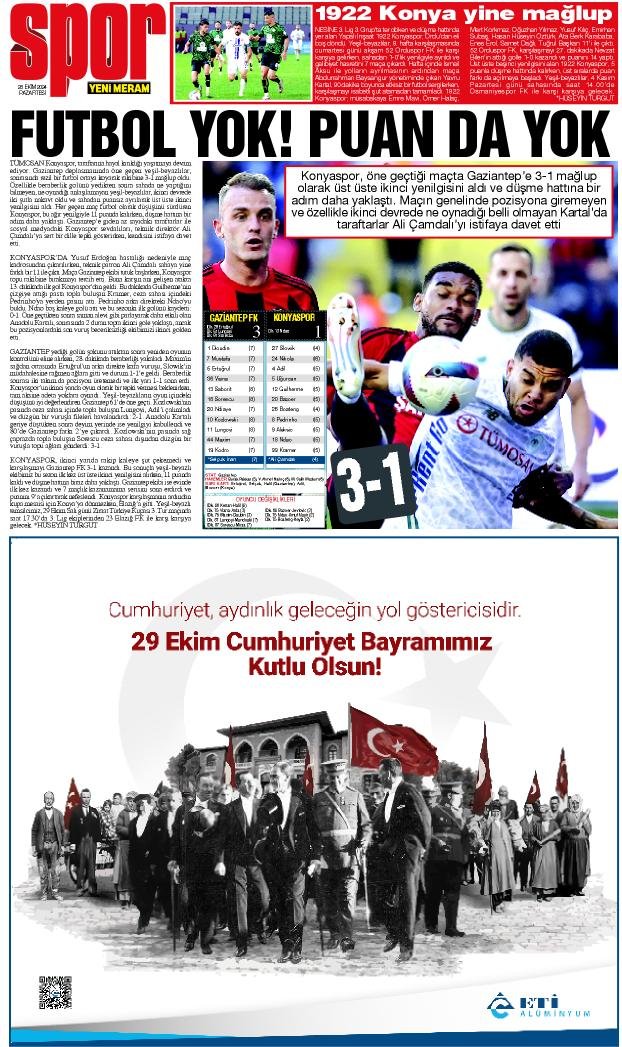 28 Ekim 2024 Yeni Meram Gazetesi