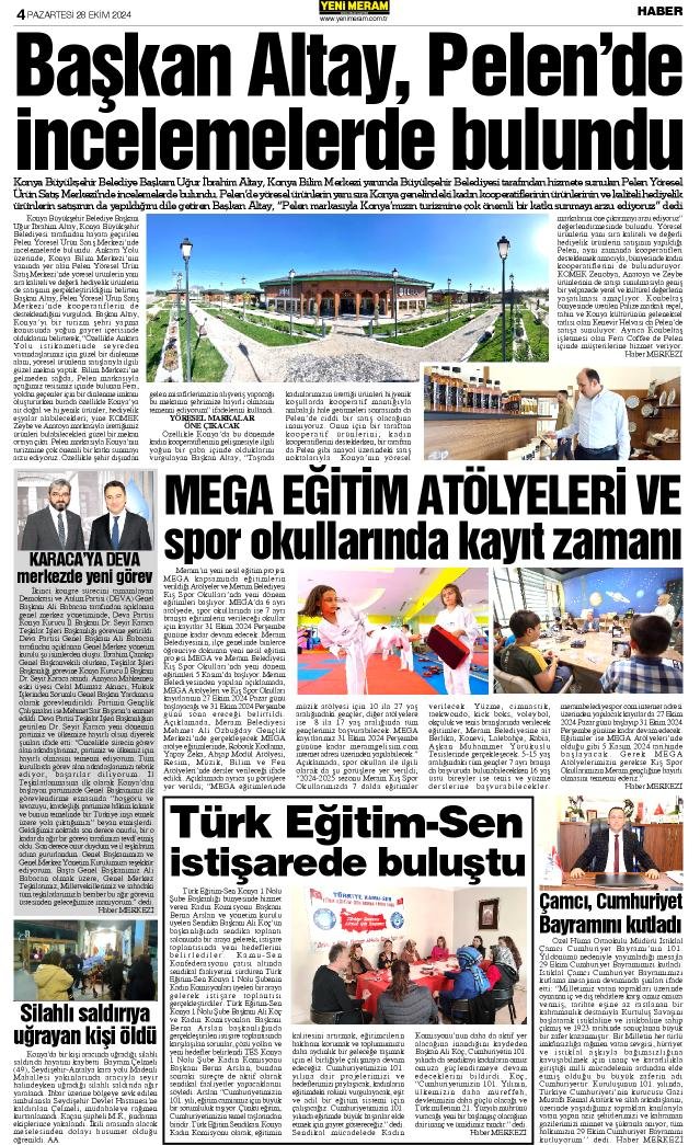 28 Ekim 2024 Yeni Meram Gazetesi