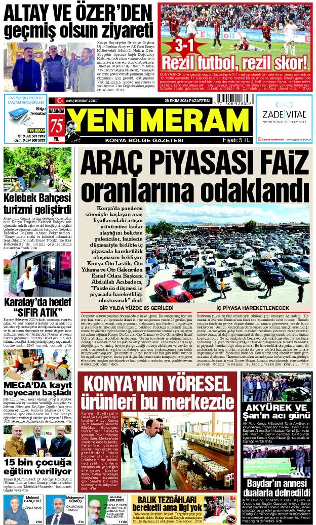 28 Ekim 2024 Yeni Meram Gazetesi