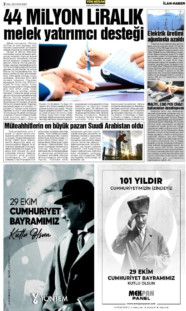 29 Ekim 2024  Yeni Meram Gazetesi