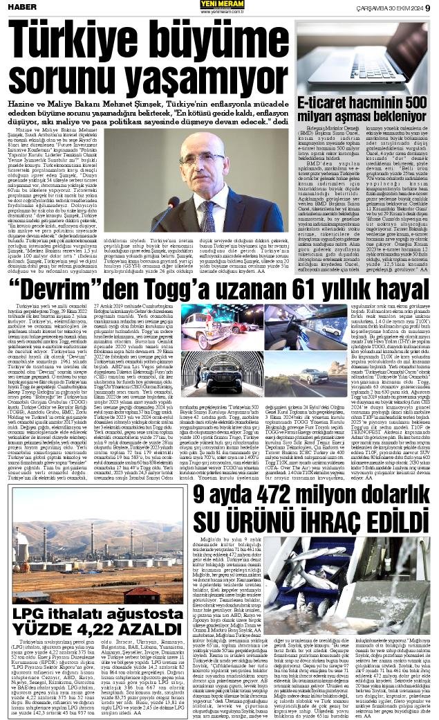 30 Ekim 2024 Yeni Meram Gazetesi