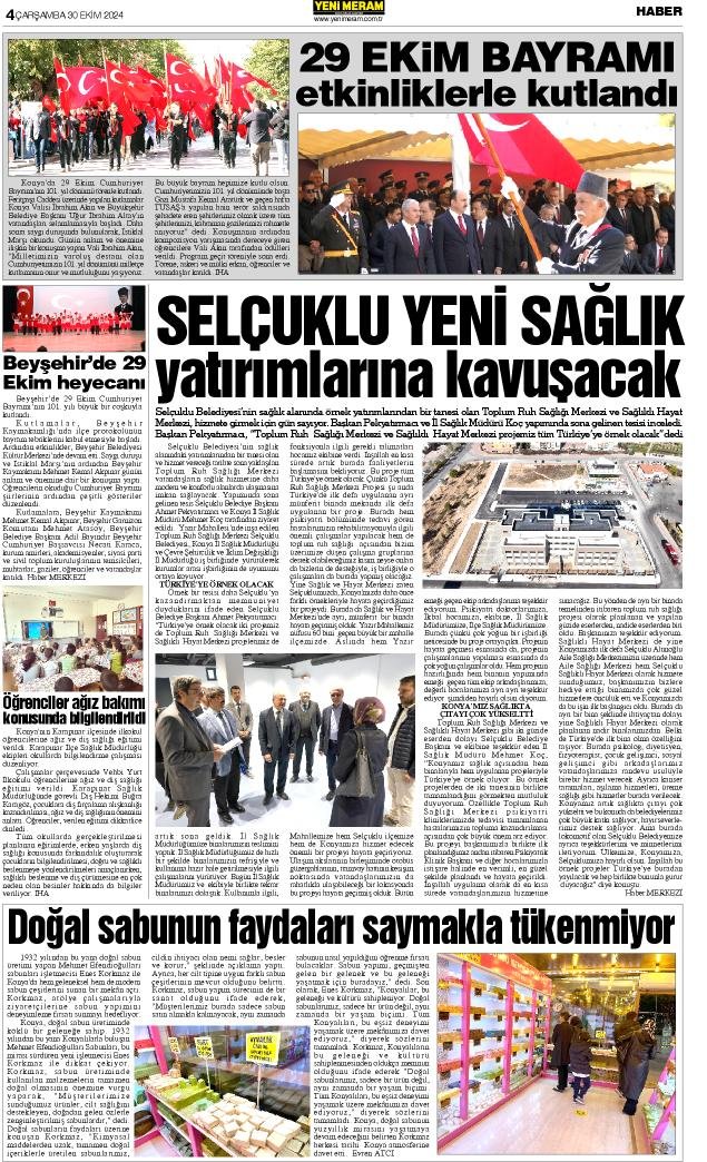 30 Ekim 2024 Yeni Meram Gazetesi