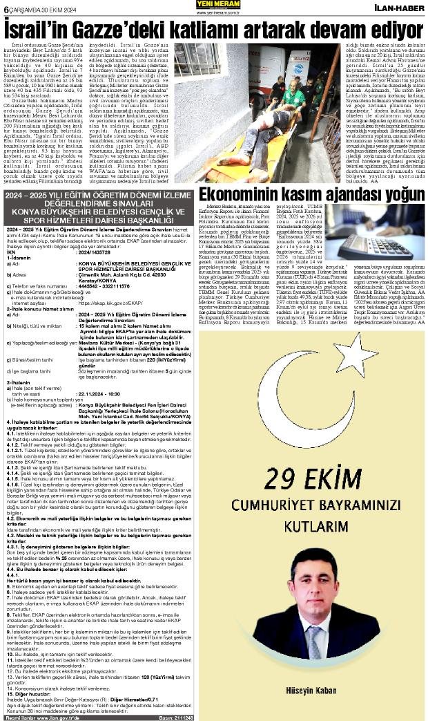 30 Ekim 2024 Yeni Meram Gazetesi