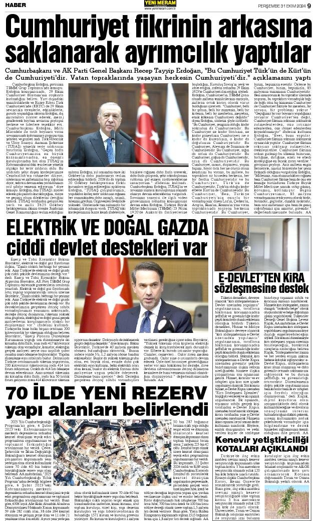 31 Ekim 2024  Yeni Meram Gazetesi