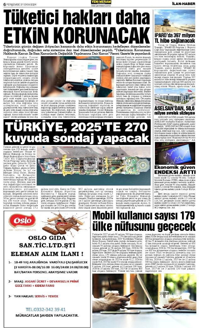 31 Ekim 2024  Yeni Meram Gazetesi