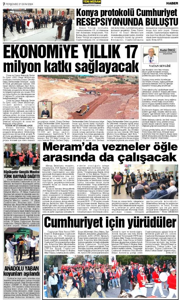 31 Ekim 2024  Yeni Meram Gazetesi