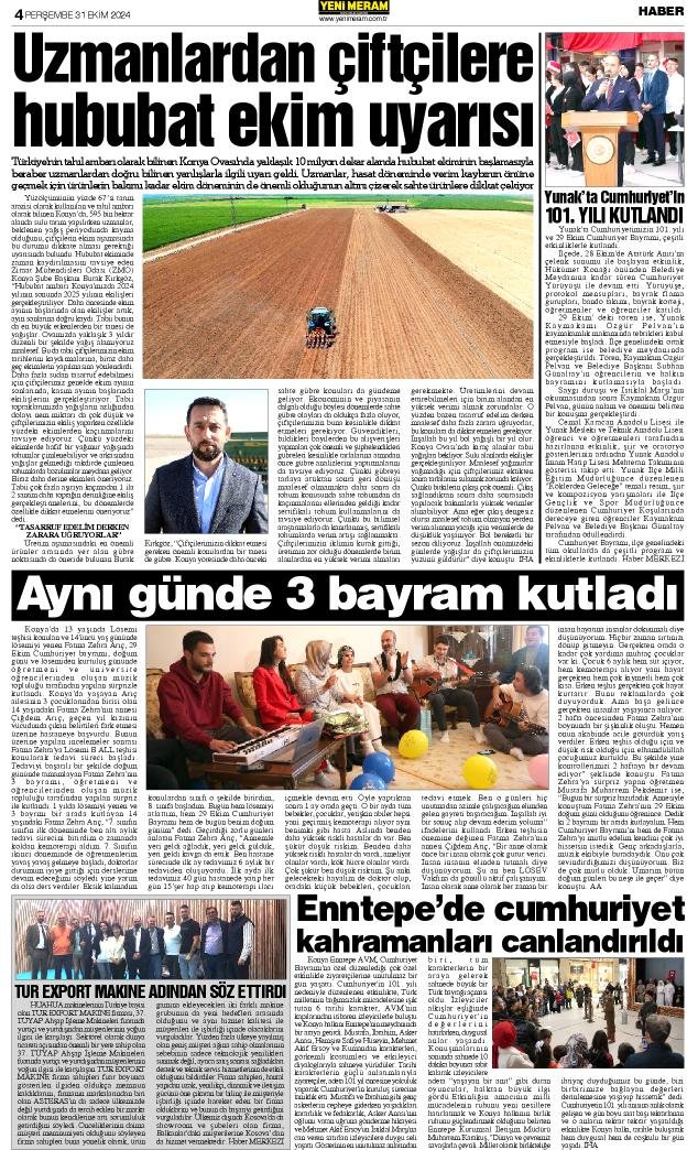 31 Ekim 2024  Yeni Meram Gazetesi