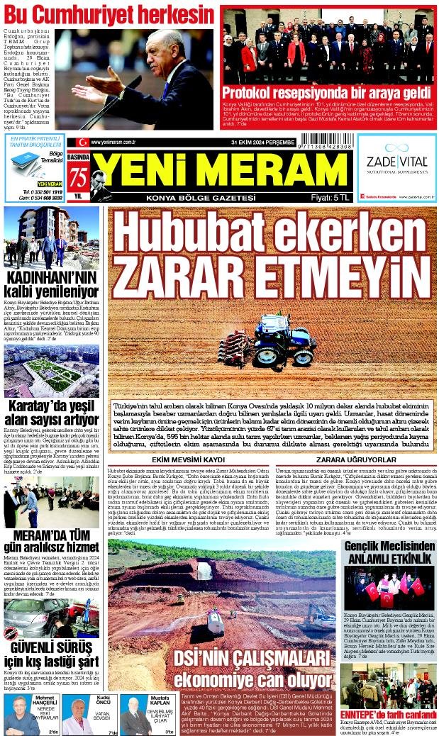 31 Ekim 2024  Yeni Meram Gazetesi