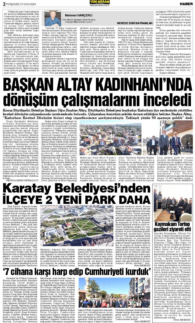 31 Ekim 2024  Yeni Meram Gazetesi