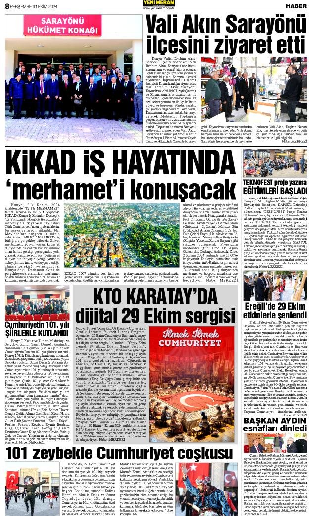 31 Ekim 2024  Yeni Meram Gazetesi