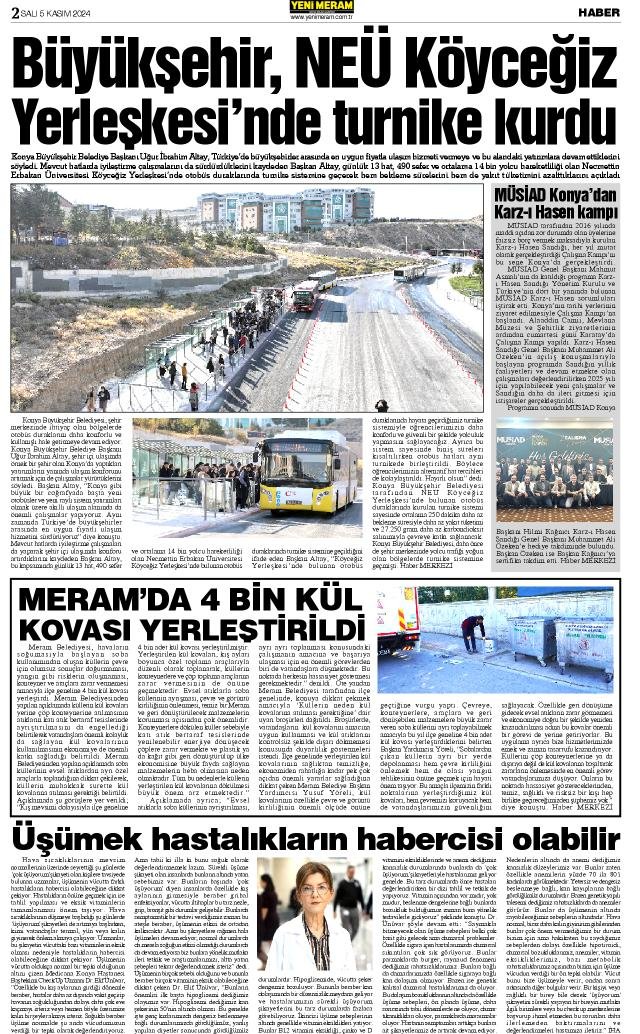 5 Kasım 2024 Yeni Meram Gazetesi
