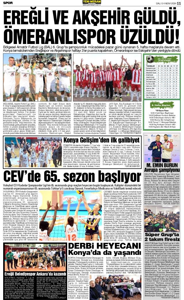 5 Kasım 2024 Yeni Meram Gazetesi
