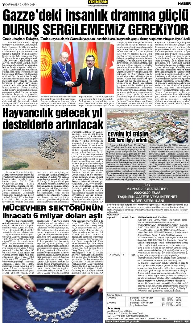 6 Kasım 2024 Yeni Meram Gazetesi
