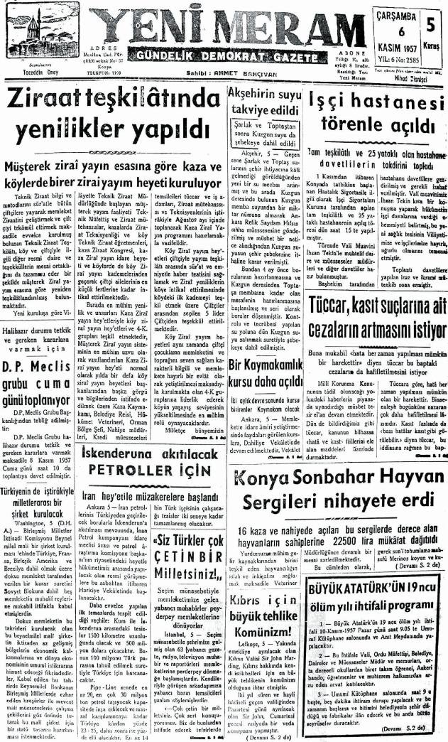 6 Kasım 2024 Yeni Meram Gazetesi
