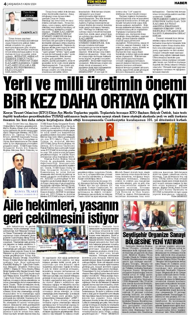 6 Kasım 2024 Yeni Meram Gazetesi
