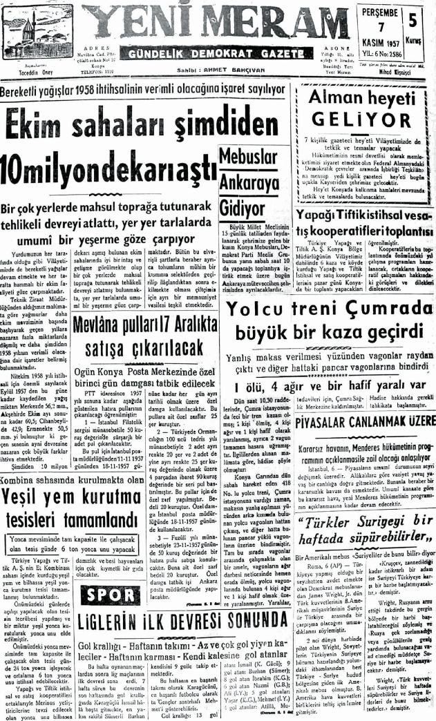 7 Kasım 2024 Yeni Meram Gazetesi
