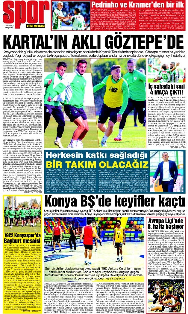 7 Kasım 2024 Yeni Meram Gazetesi
