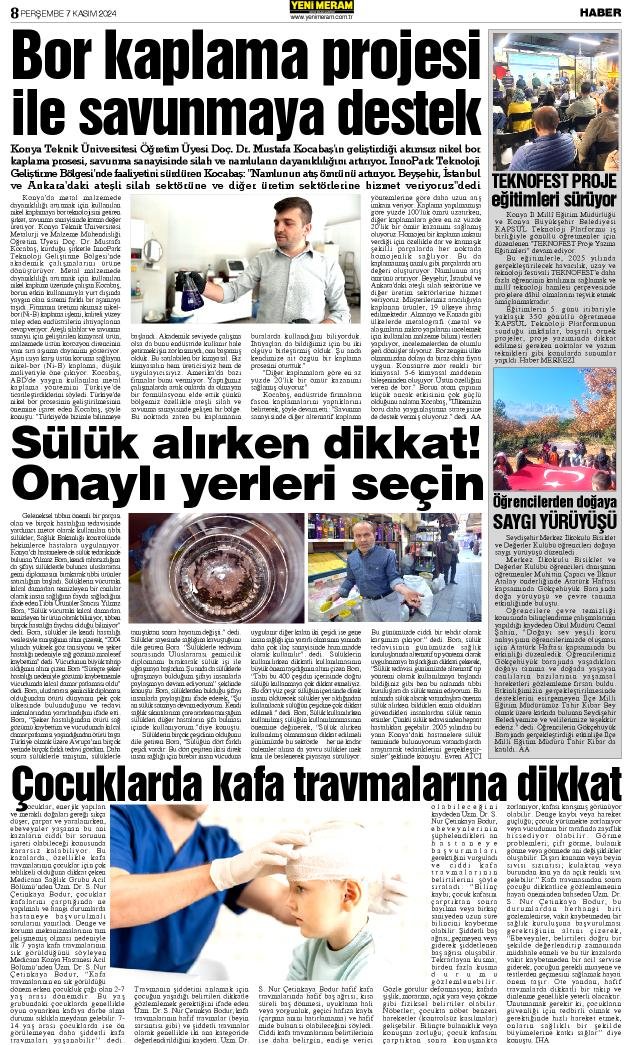 7 Kasım 2024 Yeni Meram Gazetesi
