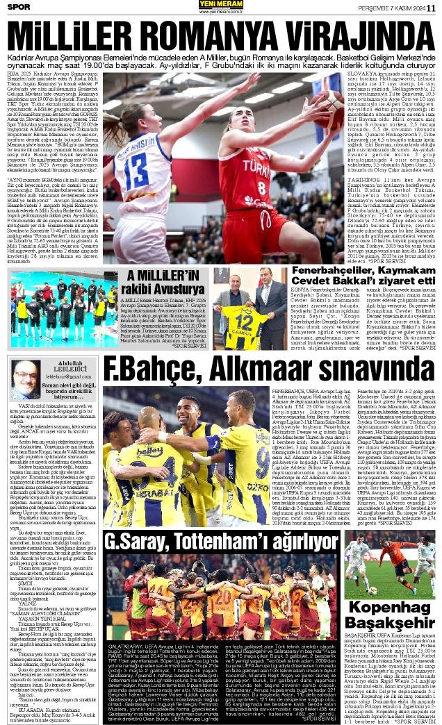 7 Kasım 2024 Yeni Meram Gazetesi
