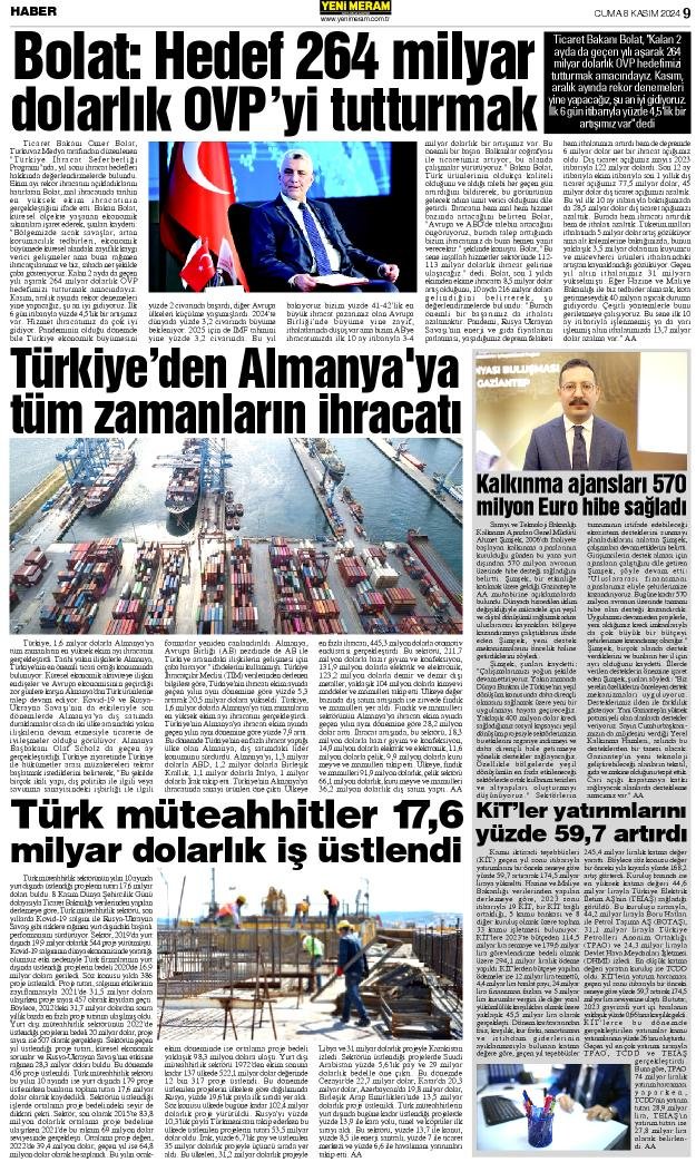 8 Kasım 2024 Yeni Meram Gazetesi
