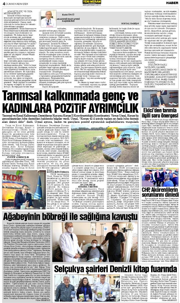 8 Kasım 2024 Yeni Meram Gazetesi
